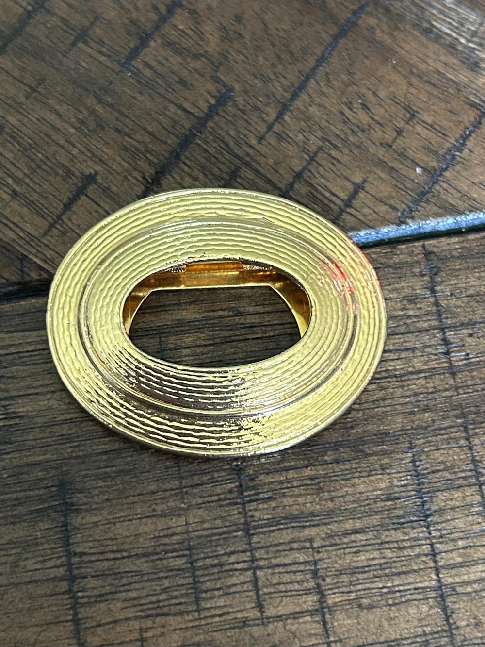 Gold Textured Oval Scarf Ring - Women Accessories